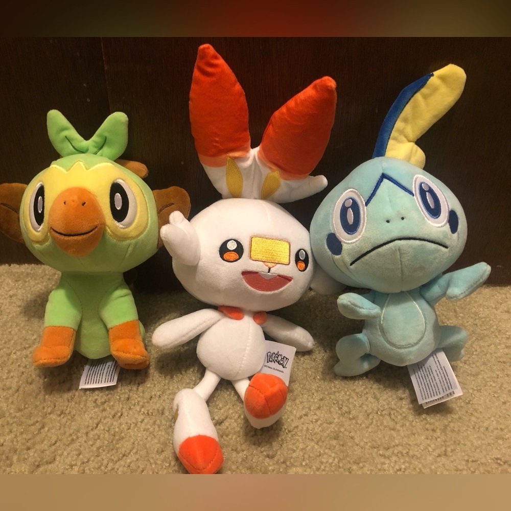 Pokemon set GROOKEY 8”, SOBBLE 10”, SCORBUNNY 14" Collectible 2022 plush